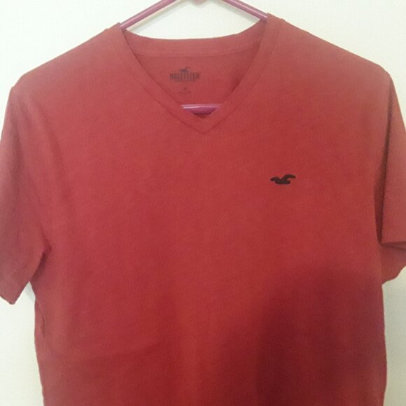 Mens Hollister California. Medium, Rust Red Icon V-Neck T-Shirt - Picture 2 of 4